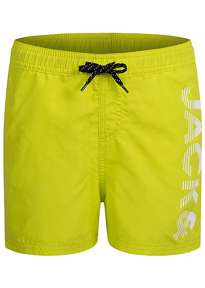 Jack and Jones Junior Zwemshort met logoprint groen wit