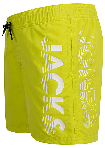 Jack and Jones Junior Zwemshort met logoprint groen wit
