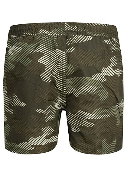 Jack and Jones Junior Zwemshort met logoprint camo groen wit