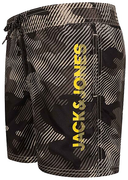 Jack and Jones Junior Zwemshort met logoprint camo grijs