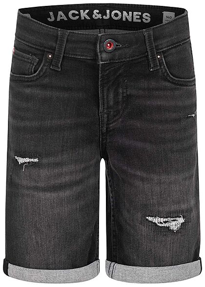 Jack and Jones Junior Jeans Korte broek 5 zakken vernielde look zwart