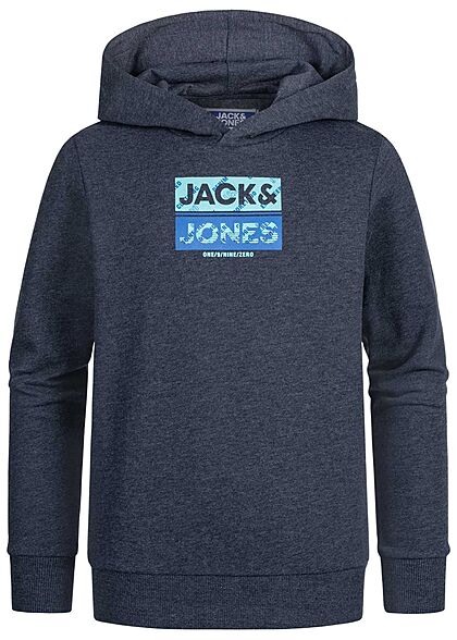 Jack and Jones Junior Hoodie met logo-opdruk marineblauw
