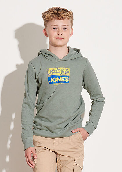 Jack and Jones Junior Hoodie met logo-opdruk grijs