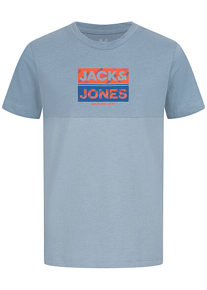 Jack and Jones Junior T-Shirt met logoprint 2-tone faded lichtblauw