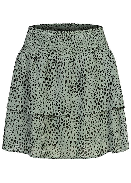 ONLY Dames NOOS Minirok met leoprint groen zwart