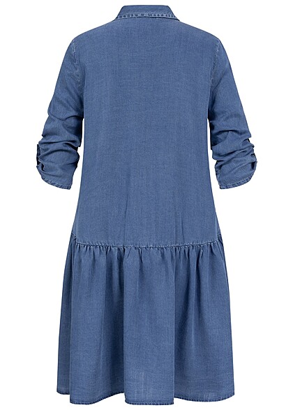 ONLY Dames Denim jurk met 2 borstzakken medium blauw
