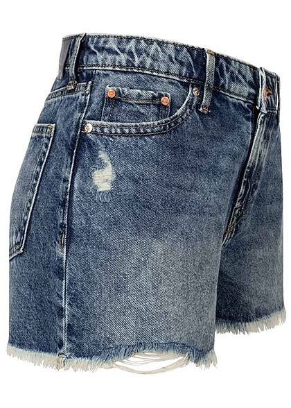 ONLY Dames Jeans Korte broek met 5 zakken destroyed look blauw denim