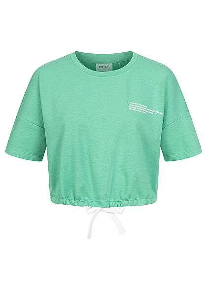 ONLY Dames Kort T-shirt met opdruk groen