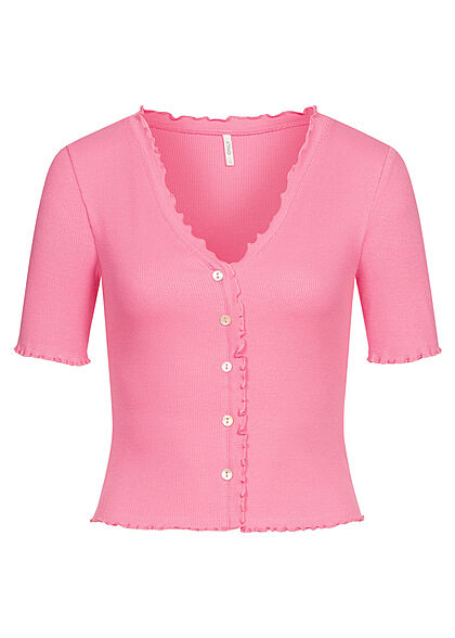 ONLY Dames Blouse met knopen en franje details roze - Art.-Nr.: 22030239