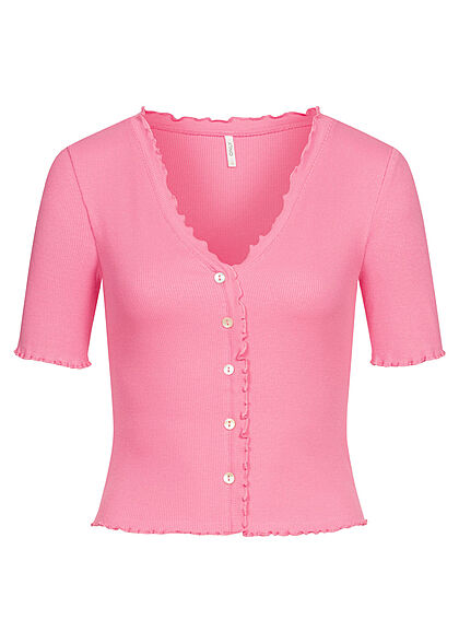 ONLY Dames Blouse met knopen en franje details roze