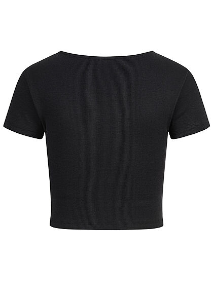 ONLY Dames Shirt met franje en binddetail zwart