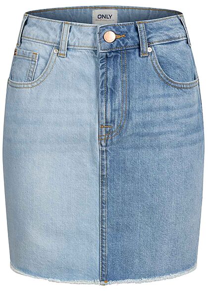 ONLY Dames 2-Tone Jeans Rok met 5 zakken medium blauw