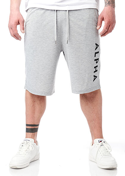 Alpha Industries Heren korte broek met 3 zakken en logo-opdruk grijs