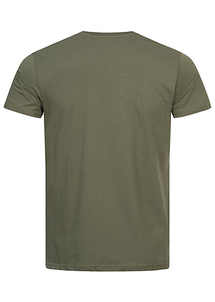 Alpha Industries Heren Basic T-shirt met logo-opdruk olijfgroen