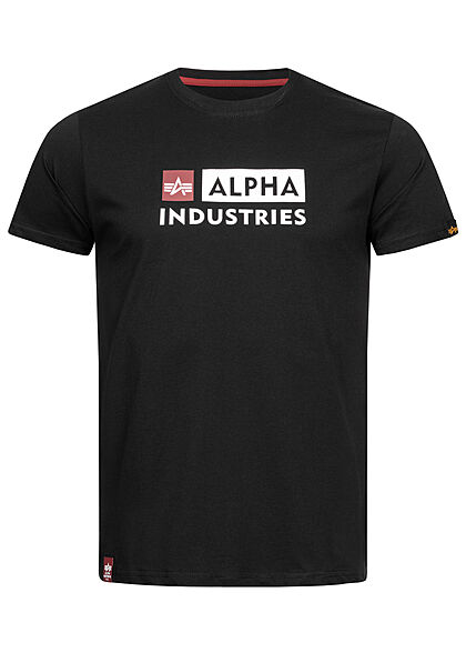 Alpha Industries Heren T-shirt met logo-opdruk zwart