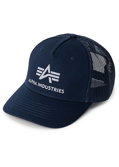 Alpha Industries Heren Basic Trucker Cap met logo-opdruk donkerblauw