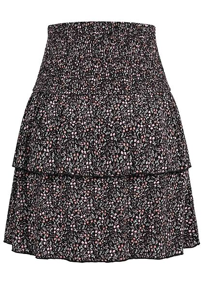 Pieces Dames Minirok met volant en veelkleurige opdruk
