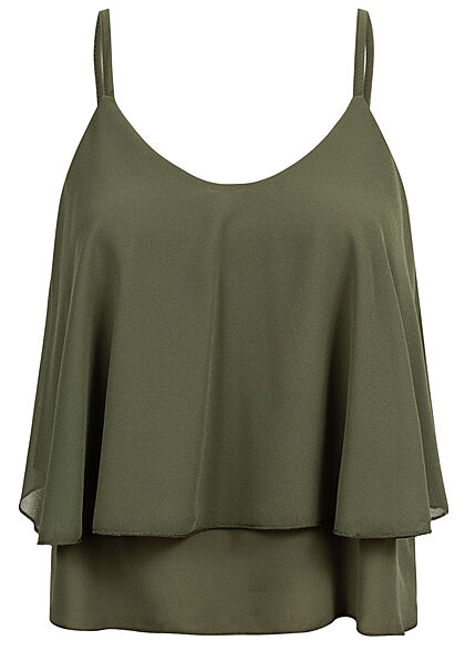 Hotel de Ville Dames Korte chiffon top khaki