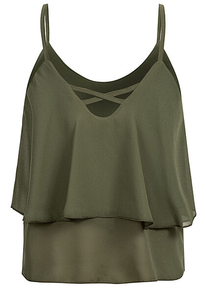 Hotel de Ville Dames Korte chiffon top khaki