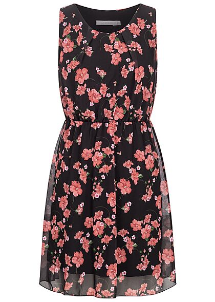 Hotel De Ville Dames Chiffon Jurk met bloemenprint zwart rood