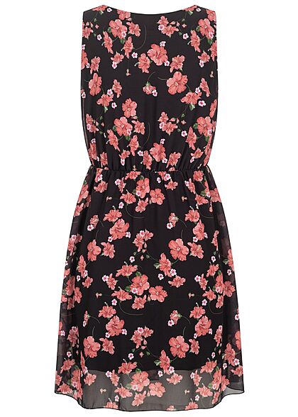 Hotel De Ville Dames Chiffon Jurk met bloemenprint zwart rood