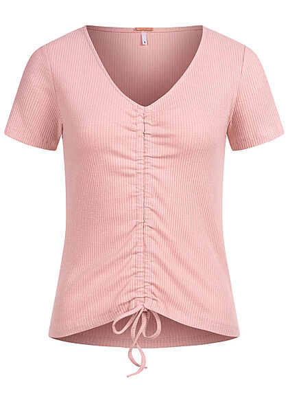 Aiki Dames T-shirt met V-hals en structuurstof roze