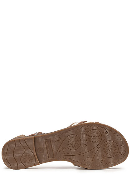 Tom Tailor Dames Sandalen van gemengde materialen met rits wit bruin