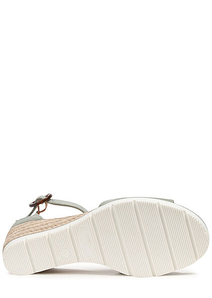 Tom Tailor Dames Sandaaltje in velourslook met hak van 6cm groen