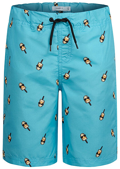 Name it Kids Jongens Zwemshort met print blauw