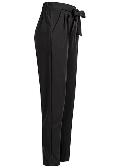 Aiki Dames Stoffen broek met binddetail en 2 zakken zwart