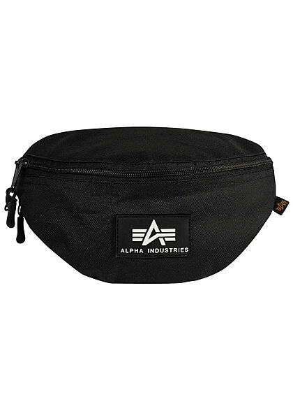 Alpha Industries Herren Bauchtasche Gürteltasche mit Zipper Logo Patch schwarz