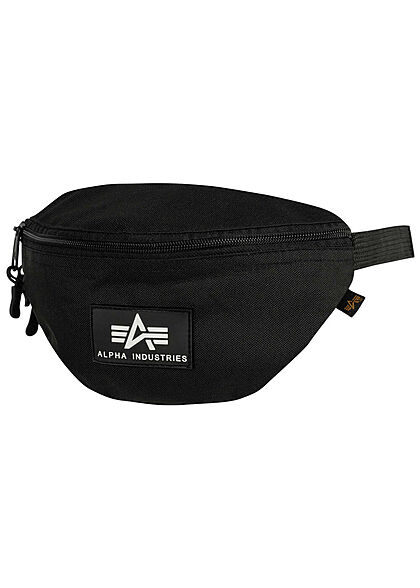 Alpha Industries Herren Bauchtasche Gürteltasche mit Zipper Logo Patch schwarz
