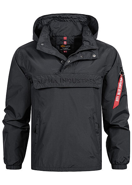 Alpha Industries Heren Windbreaker Jasje met logo borduursel zwart