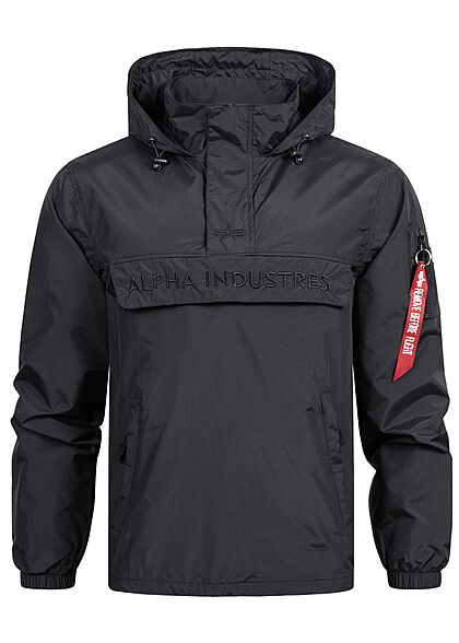Alpha Industries Heren Windbreaker Jasje met logo borduursel zwart