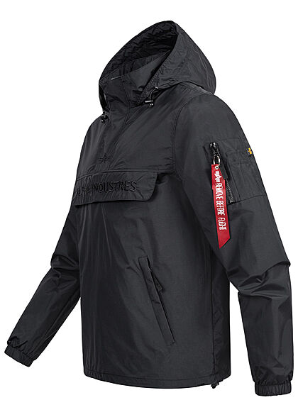 Alpha Industries Heren Windbreaker Jasje met logo borduursel zwart