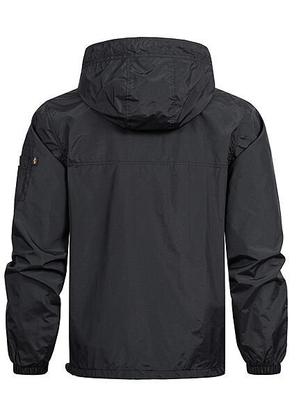 Alpha Industries Heren Windbreaker Jasje met logo borduursel zwart