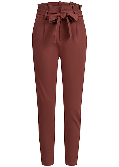 Vero Moda Dames NOOS Loose Fit Broek met bindceintuur rood bruin
