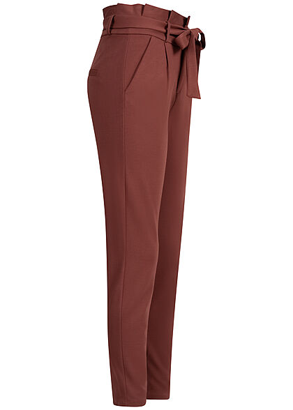 Vero Moda Dames NOOS Loose Fit Broek met bindceintuur rood bruin