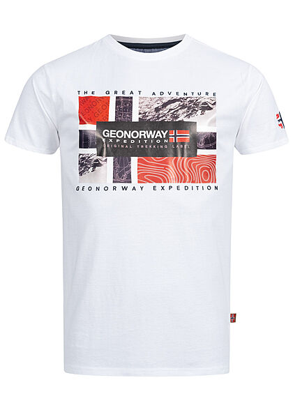 Geographical Norway Heren T-Shirt met logo-opdruk wit