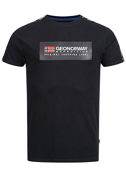 Geographical Norway Heren T-Shirt met logo-opdruk zwart
