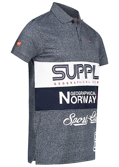 Geographical Norway Heren Polo shirt met logo strepen print marine blauw