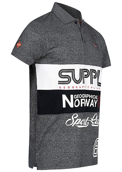 Geographical Norway Heren Polo shirt met logo strepen print zwart