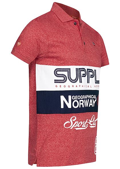 Geographical Norway Heren Polo shirt met logo strepen print rood