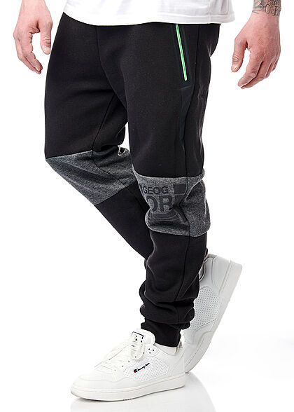 Geographical Norway Heren Sweatbroek met 2 zakken en logoprint grijs zwart - Art.-Nr.: 22030525