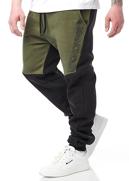 Geographical Norway Heren Sweatbroek met 2 zakken en logoprint zwart kaki - Art.-Nr.: 22030527
