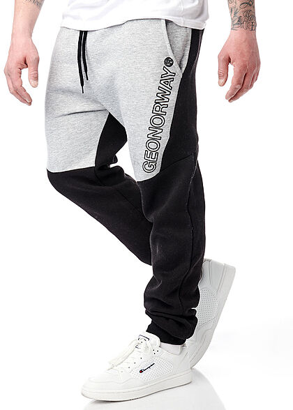 Geographical Norway Heren Sweatbroek met 2 zakken en logoprint zwart grijs - Art.-Nr.: 22030529