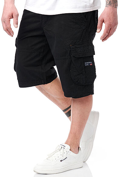 Geographical Norway Heren Bermuda Shorts met 6 zakken en riem zwart