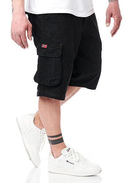 Geographical Norway Heren Bermuda Shorts met 6 zakken en riem zwart