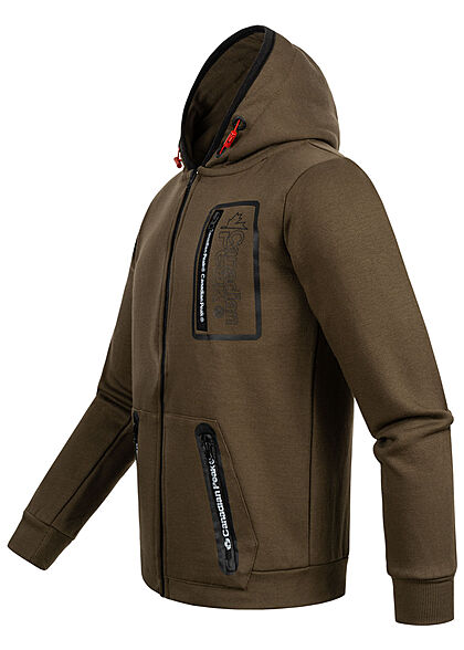 Canadian Peak Heren Zip-Hoodie met 3 zakken en logo-opdruk kaki