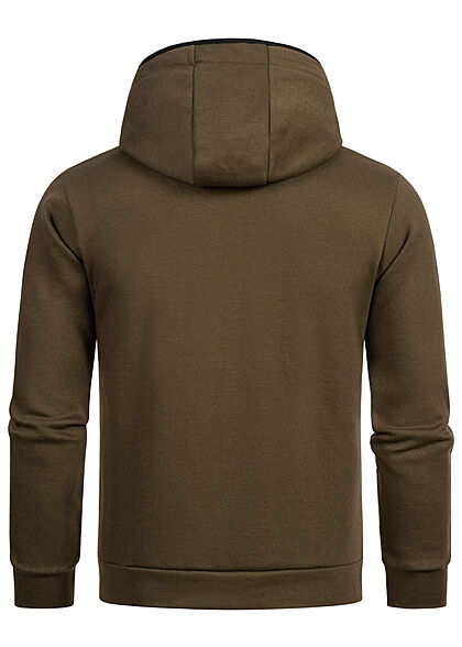 Canadian Peak Heren Zip-Hoodie met 3 zakken en logo-opdruk kaki